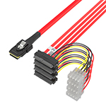 Mini SAS SFF-8087ת4SFF-8482����4Pin��Դ Ч�����ߺ�ɫ